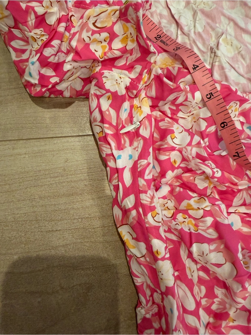 Pink Floral V-Neck Mini Dress - Picture 7 of 7